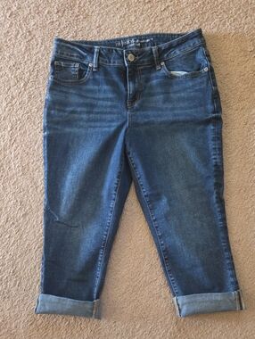 Maurices Dark Blue Boyfriend Cropped Jeans, Size 12